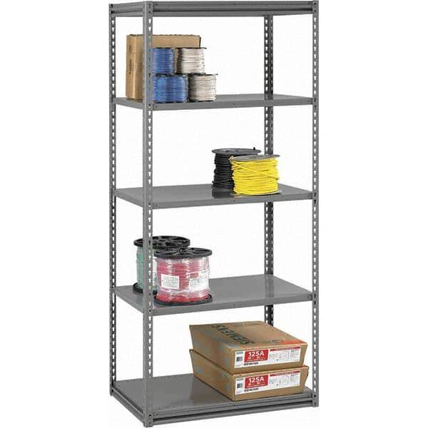 Tennsco - 5 Shelf Starter Open Steel Shelving - 42" Wide x 84" High x 24" Deep, Medium Gray - USA Tool & Supply