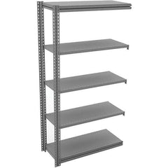 Tennsco - 5 Shelf Add-On Open Steel Shelving - 42" Wide x 84" High x 18" Deep, Medium Gray - USA Tool & Supply