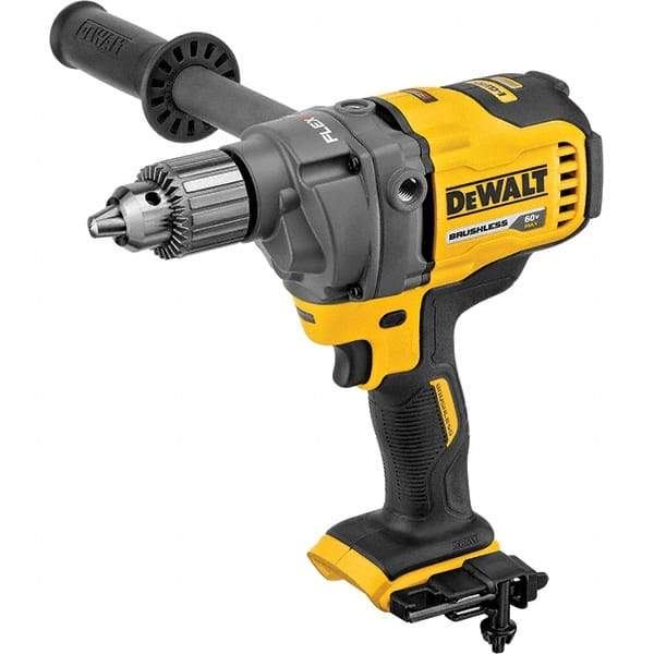 DeWALT - 60 Volt 1/2" Chuck Mid-Handle Cordless Drill - 600 RPM, Keyed Chuck, Reversible, Lithium-Ion Batteries Not Included - USA Tool & Supply