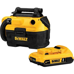 DeWALT - 2 Gal Plastic Tank, Electric & Battery Powered Wet/Dry Vacuum - 120 VAC & 18/20 Volt, 5' Hose Fitting, Cordless, HEPA Filter, Accessories Included - USA Tool & Supply