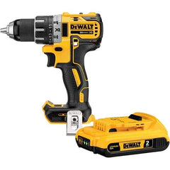 DeWALT - 20 Volt 1/2" Chuck Mid-Handle Cordless Drill - 0-500 & 0-2000 RPM, Keyless Chuck, Reversible, Lithium-Ion Batteries Not Included - USA Tool & Supply