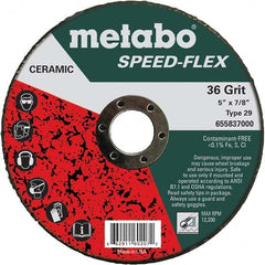 Metabo - 5" Diam, 7/8" Hole, 36 Grit Ceramic Alumina Fiber Disc - USA Tool & Supply