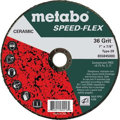 Metabo - 7" Diam, 7/8" Hole, 36 Grit Ceramic Alumina Fiber Disc - USA Tool & Supply