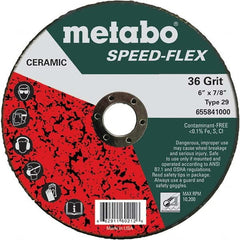 Metabo - 6" Diam, 7/8" Hole, 36 Grit Ceramic Alumina Fiber Disc - USA Tool & Supply