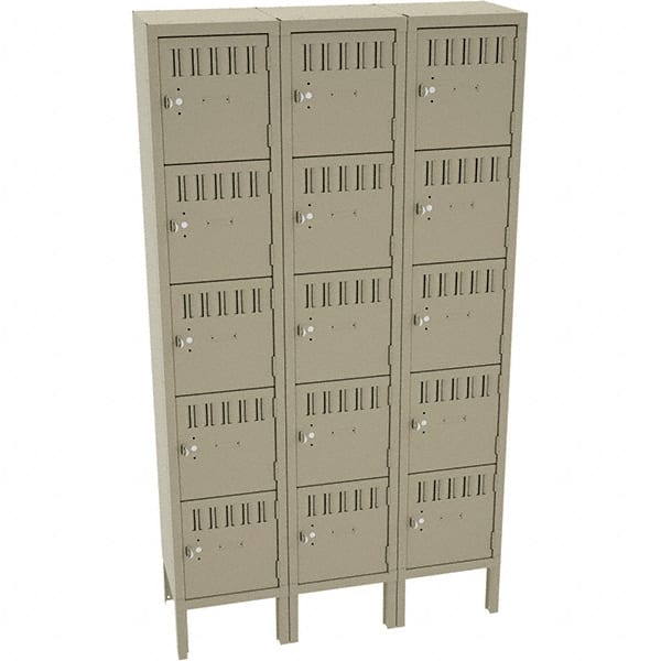 Tennsco - 15 Door, 5 Tier, Welded Locker - USA Tool & Supply