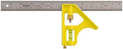 Stanley - 1 Piece, 12" Combination Square Set - 1/16" (English/Metric) Graduation, Chrome Blade, Die Cast Metal Combination Head - USA Tool & Supply
