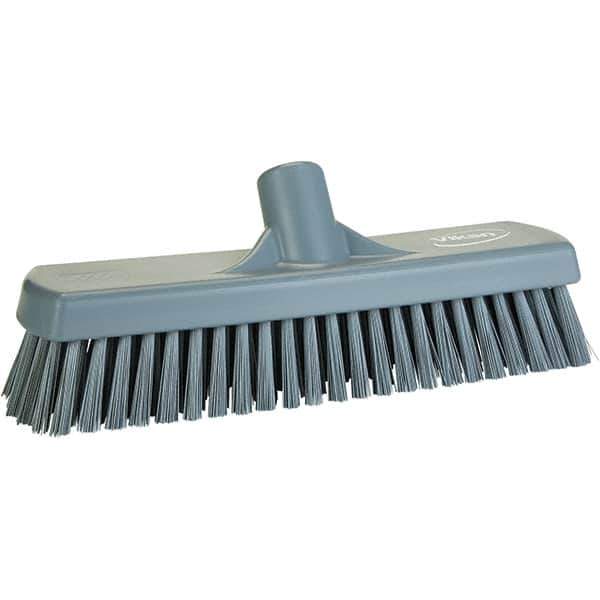 Vikan - 1.7" Bristle Length, Polyester Scrub Brush - 11-1/4" Long x 3" Wide Head, 11-1/4" OAL, Gray, Polypropylene Block - USA Tool & Supply