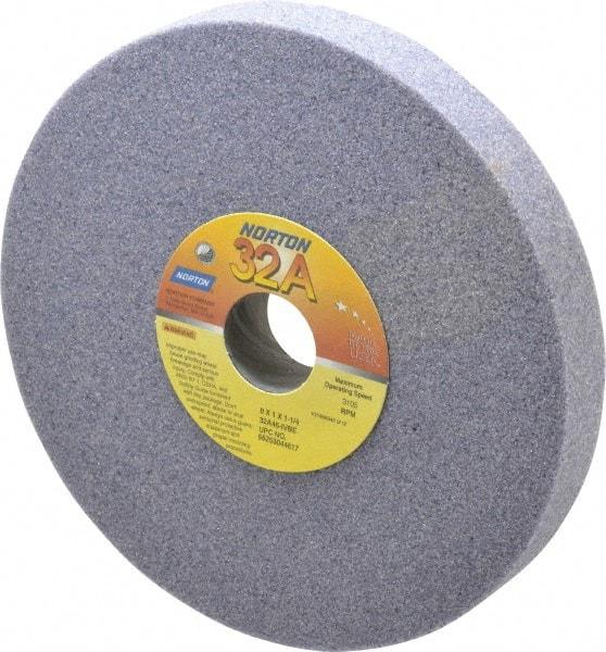 Norton - 8" Diam x 1-1/4" Hole x 1" Thick, I Hardness, 46 Grit Surface Grinding Wheel - Aluminum Oxide, Type 1, Coarse Grade, 3,105 Max RPM, Vitrified Bond, No Recess - USA Tool & Supply