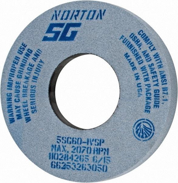 Norton - 12" Diam x 5" Hole x 1-1/2" Thick, I Hardness, 60 Grit Surface Grinding Wheel - Ceramic, Type 5, Medium Grade, 2,070 Max RPM, Vitrified Bond, One-Side Recess - USA Tool & Supply