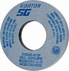 Norton - 12" Diam x 5" Hole x 1-1/2" Thick, I Hardness, 60 Grit Surface Grinding Wheel - Ceramic, Type 5, Medium Grade, 2,070 Max RPM, Vitrified Bond, One-Side Recess - USA Tool & Supply