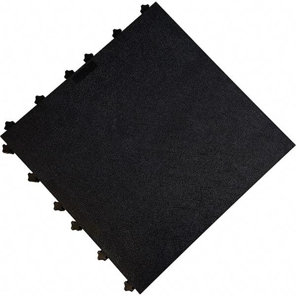 Ergo Advantage - 18" Long x 18" Wide x 1" Thick, Anti-Fatigue Modular Matting Anti-Fatigue Flooring - 2 Interlocking Sides, Black, For Dry Areas - USA Tool & Supply