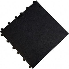 Ergo Advantage - 18" Long x 18" Wide x 1" Thick, Anti-Fatigue Modular Matting Anti-Fatigue Flooring - 2 Interlocking Sides, Black, For Dry Areas - USA Tool & Supply