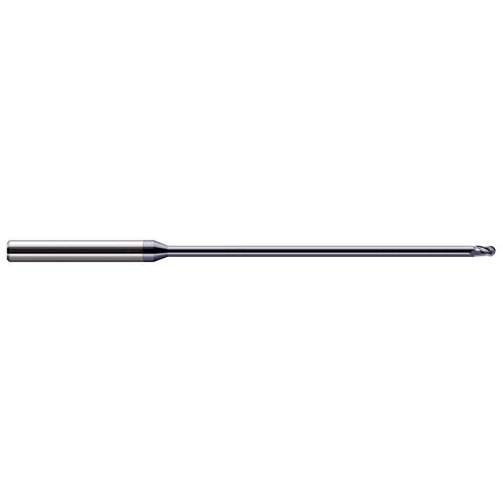 Harvey Tool - Ball End Mills; Mill Diameter (mm): 0.50 ; Mill Diameter (Decimal Inch): 0.0200 ; Number of Flutes: 3 ; Length of Cut (Decimal Inch): 0.0300 ; Material: Solid Carbide ; Overall Length (Inch): 2-1/2 - Exact Industrial Supply