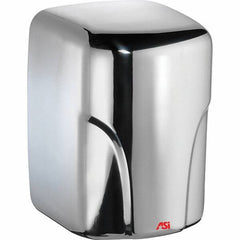 ASI-American Specialties, Inc. - 1600 Watt Bright Stainless Steel Finish Electric Hand Dryer - 110/120 Volts, 14.6 Amps, 8-1/16" Wide x 11-19/64" High x 7-5/64" Deep - USA Tool & Supply