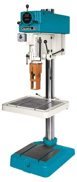 Clausing - 20" Swing, Variable Speed Pulley Drill Press - Variable Speed, 3/4 to 1-1/2 hp, Three Phase - USA Tool & Supply