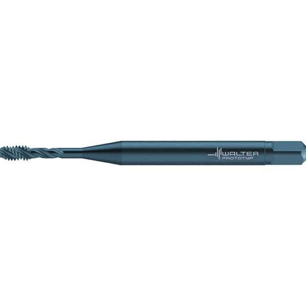 Walter-Prototyp - #2-56 UNC 3 Flute 2B/3B Semi-Bottoming Spiral Flute Tap - High Speed Steel, Oxide Finish, 45mm OAL, Right Hand Flute, Right Hand Thread, Series TC117 - Exact Industrial Supply