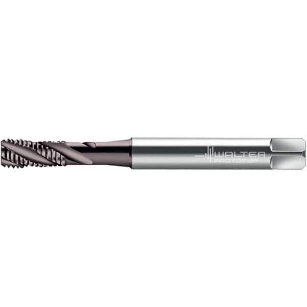 Walter-Prototyp - #1-64 UNC 3 Flute 2B/3B Semi-Bottoming Spiral Flute Tap - High Speed Steel, TiAlN Finish, 45mm OAL, Right Hand Flute, Right Hand Thread, Series TC117 - Exact Industrial Supply
