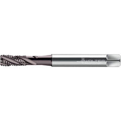Walter-Prototyp - #0-80 UNF 3 Flute 2B/3B Semi-Bottoming Spiral Flute Tap - High Speed Steel, TiAlN Finish, 40mm OAL, Right Hand Flute, Right Hand Thread, Series TC117 - Exact Industrial Supply