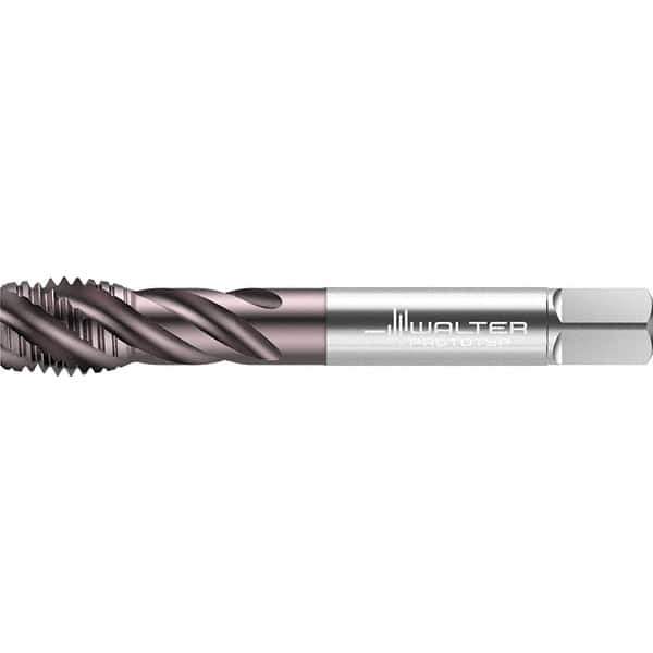 Walter-Prototyp - 7/16-20 UNF 3 Flute 2B/3B Semi-Bottoming Spiral Flute Tap - High Speed Steel, TiAlN Finish, 100mm OAL, Right Hand Flute, Right Hand Thread, Series TC117 - Exact Industrial Supply