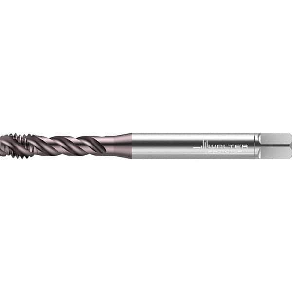 Walter-Prototyp - #6-32 UNC 3 Flute 2B/3B Semi-Bottoming Spiral Flute Tap - High Speed Steel, TiAlN Finish, 56mm OAL, Right Hand Flute, Right Hand Thread, Series TC117 - Exact Industrial Supply