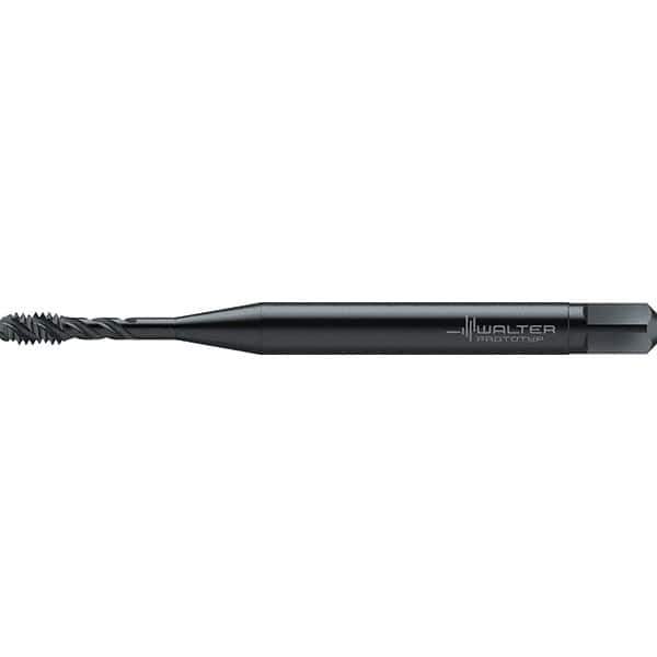 Walter-Prototyp - #2-56 UNC 3 Flute 2BX Semi-Bottoming Spiral Flute Tap - High Speed Steel, Oxide Finish, 45mm OAL, Right Hand Flute, Right Hand Thread, Series TC142 - Exact Industrial Supply