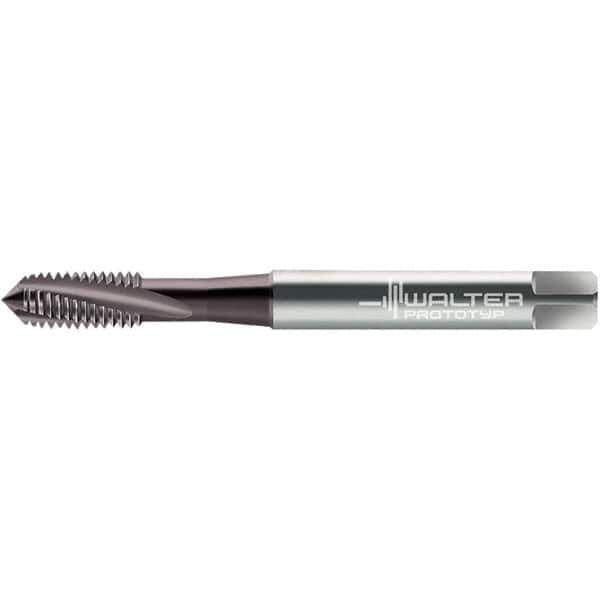 Walter-Prototyp - 3/8-16 UNC 3 Flute 2BX Semi-Bottoming Spiral Flute Tap - High Speed Steel, Bright Finish, 100mm OAL, Right Hand Flute, Right Hand Thread - Exact Industrial Supply