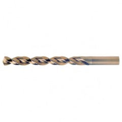 #15 RHS / RHC HSS-CO 8% (M42) 135 Degree Split Point Q-Cobalt Wide Land Parabolic Jobber Drill - Straw / Gold Oxide - USA Tool & Supply
