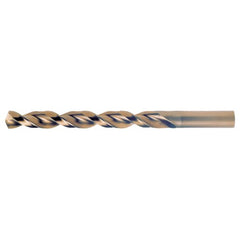 3/16 RHS / RHC HSS-CO 8% (M42) 135 Degree Split Point Q-Cobalt Wide Land Parabolic Jobber Drill - Straw / Gold Oxide - Exact Industrial Supply