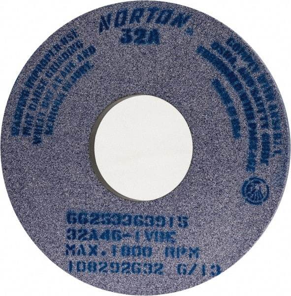 Norton - 14" Diam x 5" Hole x 1" Thick, I Hardness, 46 Grit Surface Grinding Wheel - Aluminum Oxide, Type 1, Coarse Grade, 1,800 Max RPM, Vitrified Bond, No Recess - USA Tool & Supply