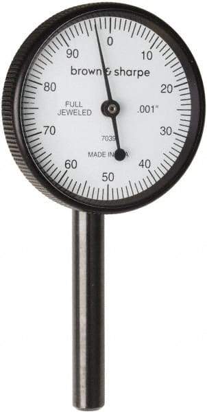 TESA Brown & Sharpe - 0.2 Inch Range, 0.001 Inch Dial Graduation, Dial Test Indicator - 1-1/2 Inch, 0-100 Dial Reading - USA Tool & Supply