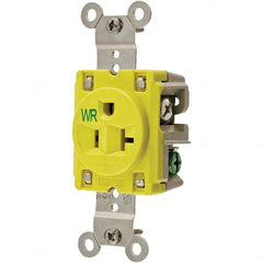 Hubbell Wiring Device-Kellems - 125V 20A NEMA 5-20R Marine Grade Yellow Straight Blade Single Receptacle - USA Tool & Supply