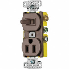 Hubbell Wiring Device-Kellems - Combination Wall Switch & Receptacles Combination Switch/Receptacle Type: Combination Outlet & Switch Color: Brown - USA Tool & Supply