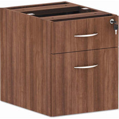 Pedestal File Cabinet: 2 Drawers, Woodgrain Laminate, Modern Walnut 19-1/4″ OAH, 20-1/2″ OAD