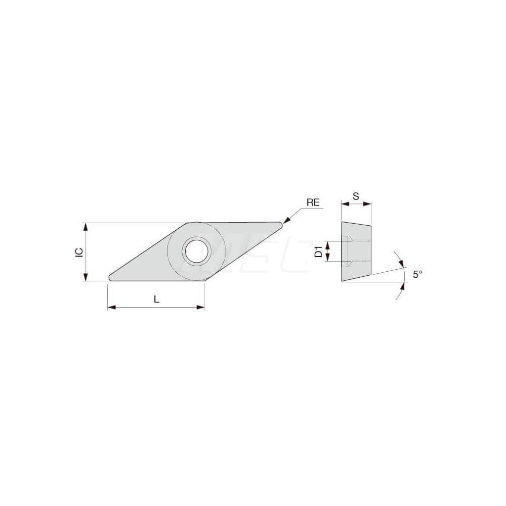 Turning Insert:  VBMT330.5PS T6120,  Solid Carbide TiCN & TiN Finish,  Neutral,  3/8″ Inscribed Circle,  0.0080″ Corner Radius,  35.0 &deg N/A Diamond,  Series  VBMT