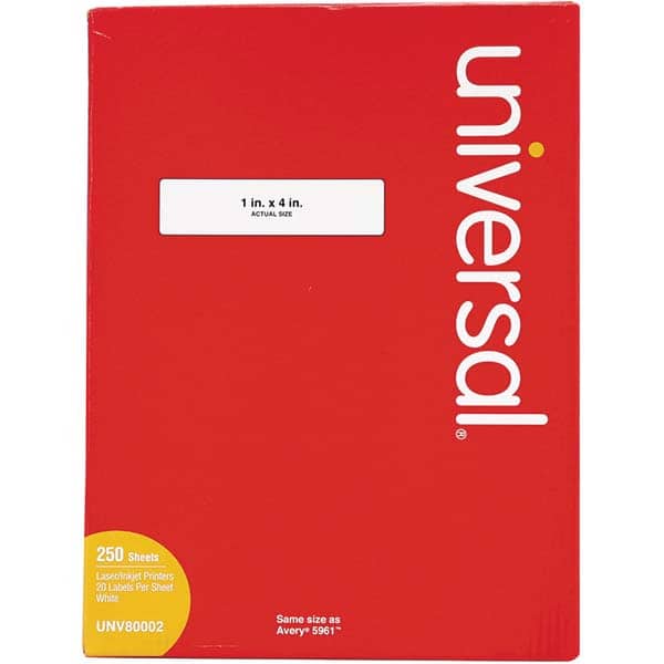 UNIVERSAL - Labels, Ribbons & Tapes Type: Multipurpose Color: White - USA Tool & Supply