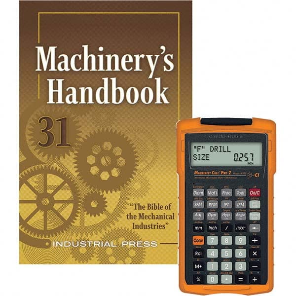 Reference Manuals & Books; Applications: Metalworking; Subcategory: Machinery's Handbook; Publication Type: Handbook; Author: Oberg, Jones, Horton, Ryffel; Book Title: Machinery's Handbook Large Print & CalcPro 2 Bundle; Edition Of Publication: 31st; Publ