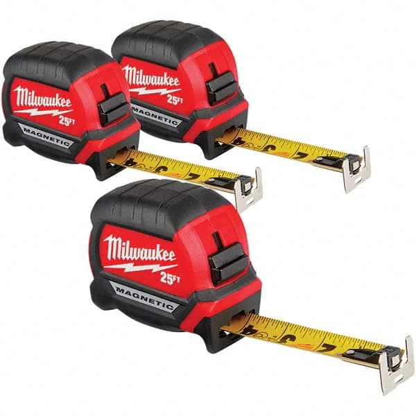 Milwaukee Tool - 25' x 1" Yellow/Black Blade Tape Measure - USA Tool & Supply