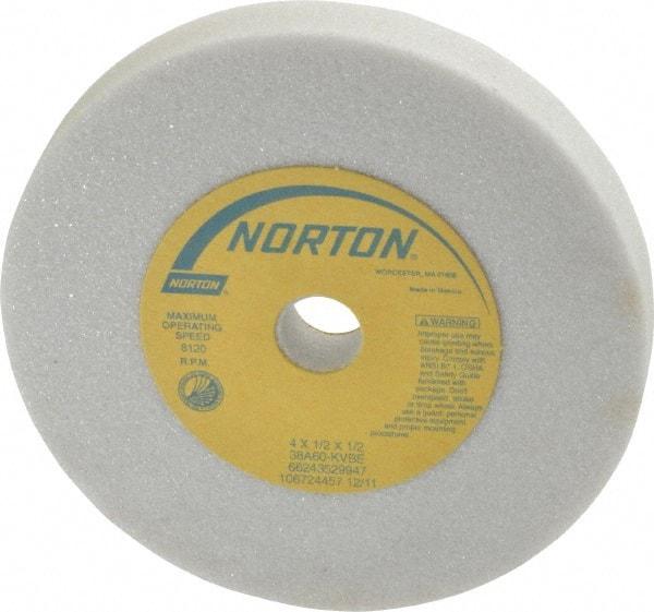 Norton - 60 Grit Aluminum Oxide Type 1 Internal Grinding Wheel - 4" Diam x 1/2" Hole x 1/2" Thick, 8,120 Max RPM, Type 1 Medium Grade, K Hardness, Vitrified Bond, One-Side Recess - USA Tool & Supply