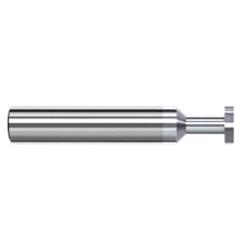 0.1250″ (1/8″) Cutter Diameter × 0.0310″ (1/32″) Width × 0.1870″ (3/16″) Neck Length Carbide Square Standard Keyseat Cutter Non-Ferrous, 4 Flutes, TiB2 Coated