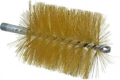 Schaefer Brush - 4-1/2" Brush Length, 4" Diam, Double Stem, Single Spiral Tube Brush - 8" Long, Brass, 1/4" NPSM Male Connection - USA Tool & Supply