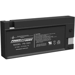 Power-Sonic - Lead-Acid, Quick-Disconnect Tab Terminal, 12 Volt, 2.3 Amp, Lead Rechargeable Battery - 3/16" Tab Width x 0.8mm Tab Thickness, 0.94" Wide x 2.4" High x 7.17" Deep - USA Tool & Supply
