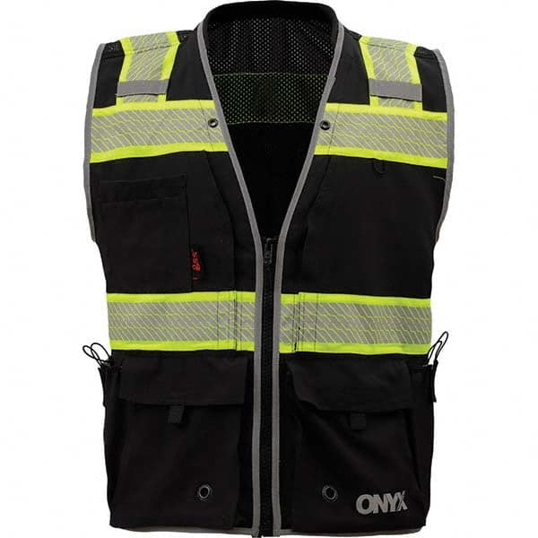 GSS Safety - Size XL Black Mesh/Solid General Purpose High Visibility Vest - USA Tool & Supply