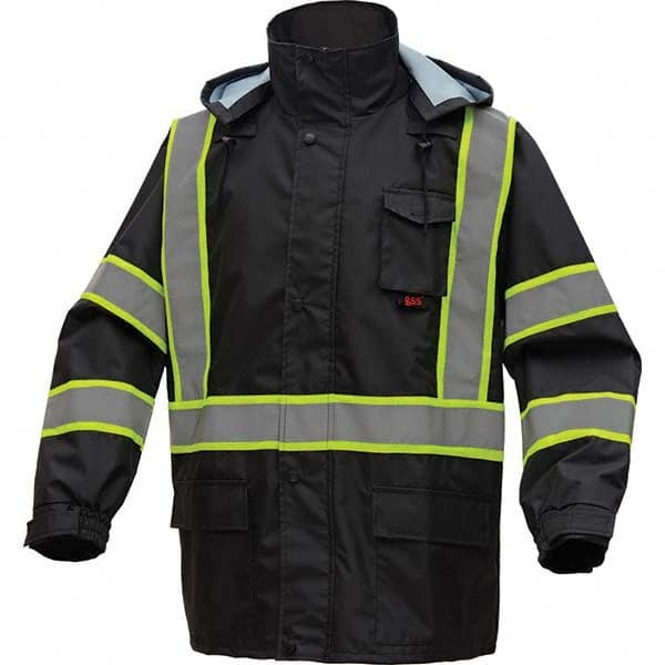 GSS Safety - Size 2X/3XL Black Waterproof Rain Jacket - USA Tool & Supply