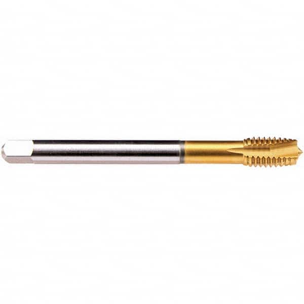Emuge - M10x1.00 Metric Fine 6HX 4 Flute TiN Finish HSS-E Spiral Point Tap - USA Tool & Supply
