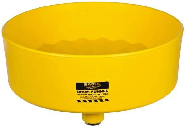 Eagle - 7" High x 18" Diam, Polyethylene, Drum Funnel with Brass Screen - 30 to 55 Gal Drum/Pail Capacity - USA Tool & Supply