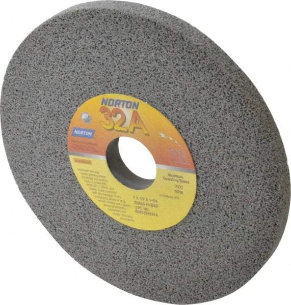 Norton - 7" Diam x 1-1/4" Hole x 1/2" Thick, H Hardness, 60 Grit Surface Grinding Wheel - Aluminum Oxide, Type 1, Medium Grade, 3,600 Max RPM, Vitrified Bond, No Recess - USA Tool & Supply