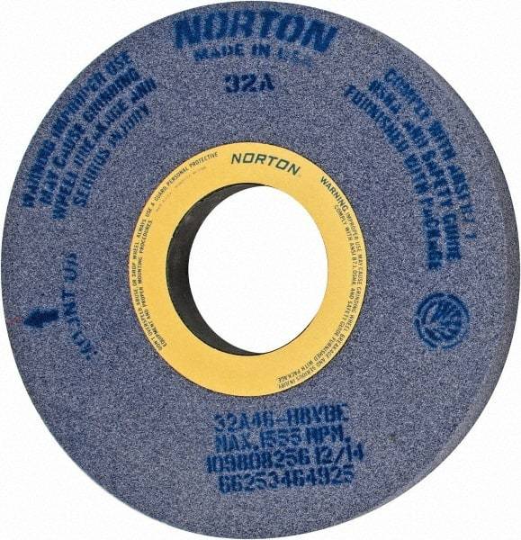 Norton - 16" Diam x 5" Hole x 1-1/2" Wide Centerless & Cylindrical Grinding Wheel - 46 Grit, Aluminum Oxide, Type 1, Coarse Grade, Vitrified Bond, No Recess - USA Tool & Supply
