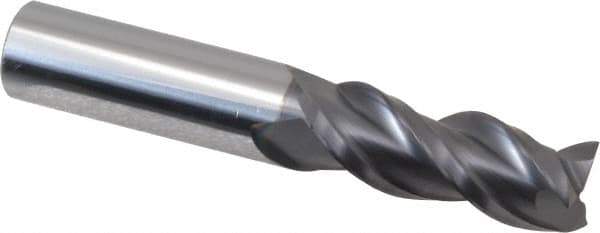 ProMax - 1/2", 1-1/4" LOC, 1/2" Shank Diam, 3" OAL, 3 Flute, Solid Carbide Square End Mill - Single End, AlTiN Finish, Spiral Flute, 40° Helix, Centercutting, Right Hand Cut, Right Hand Flute, Series 109 - USA Tool & Supply