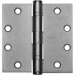 Stanley - 4-1/2" Long x 4-1/2" Wide Grade 1 Steel Full Mortise Ball Bearing Commercial Hinge - USA Tool & Supply