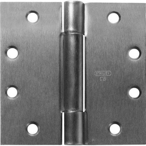 Stanley - 4-1/2" Long x 4-1/2" Wide Grade 1 304 Stainless Steel Full Mortise Ball Bearing Commercial Hinge - USA Tool & Supply